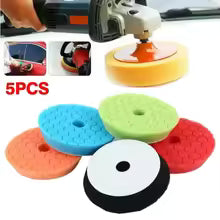 5PCS auto detailing pads polishing wheel for drill buffing kit 5/6/7 inch self adhesive polishing pad car wax applicator discs